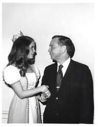 ["Black and white photograph of Carl Albert with Marguerite Steed."]