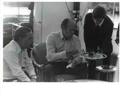 ["Carl Albert and Gerald R. Ford aboard the Sequoia. July 22, 1975"]