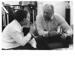 ["Gerald R. Ford and Carl Albert aboard the Sequoia. July 22, 1975"]