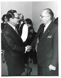 ["Mr. and Mrs. Dong Jo Kim (Korea) shown with Otto E. Passman."]