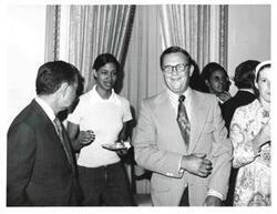 ["Carl Albert at a luncheon."]