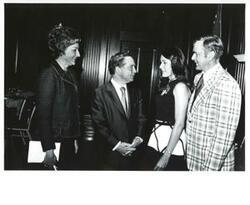 ["From left: Joan Southard, Carl Albert, Beverly Vogel, and Dewey F. Bartlett. June 1973"]