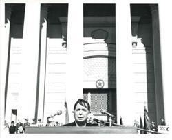 ["Carl Albert speaking at the inauguration of Governor David Hall. 1971"]