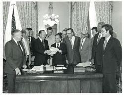 ["Carl Albert with OEO directors. January 1974"]