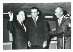 ["Carl Albert with unidentified men. October 1974"]