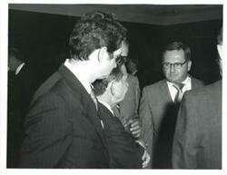 ["Carl Albert (center) at Good Roads meeting. September 13, 1971"]