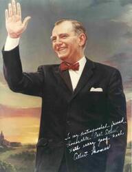 ["Portrait of Albert Thomas. Apparently a glossy of painting. Autographed. Color. Oversized."]