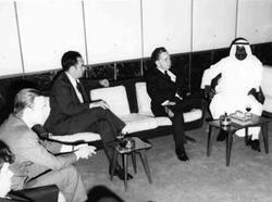 ["Sheikh Saad Al-Abdullah Al-Salim Al-Sabah, Emir of Kuwait and Commander of the Military of Kuwait  with Carl Albert"]