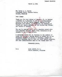 ["The document from Principal Chief Harry J. W. Belvin to Congressman Carl Albert expresses concerns about the handling of per capita payments to the Choctaw and Chickasaw Tribes of Indians. Belvin requests the establishment of a Correspondence Section to provide information to tribal members and address delays in processing claims. Belvin also criticizes the lack of communication and delays in making payments, urging for improved service to constituents. The document highlights the need for a system to keep tribal members informed and requests the congressman's assistance in resolving these issues."]