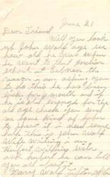["Mrs. Mary Wolf is seeking assistance to determine the age of her husband, John Wolf, in order to qualify for old age assistance. Senator Raymond Gary and Congressman Carl Albert are working to locate records from the old Lebanon Indian Academy where John Wolf attended. Carl Albert has contacted the Muskogee Area Office and the Census Bureau to search for records that may show John Wolf's age. Mrs. Wolf is advised to provide information about John Wolf's enrollment in the Five Civilized Tribes to expedite the process. Instructions on how to request a search of Census records are provided on a form attached to the correspondence."]