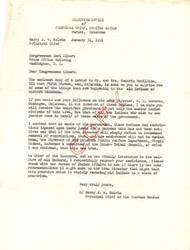 ["The Principal Chief of the Choctaw Nation is writing to Congressman Carl Albert to request assistance in stopping the removal of restrictions on the lands of old Indians in eastern Oklahoma. He believes that this practice is leading to the denial of old age assistance and causing financial hardship for these individuals. The Chief asks Congressman Albert to use his influence to help the senior Indian citizens in the area and ensure justice is done on their behalf."]