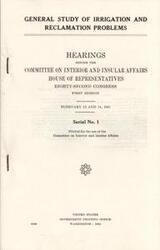 ["The document is a report of hearings held by the Committee on Interior and Insular Affairs of the House of Representatives on irrigation and reclamation problems. It includes statements from various individuals involved in the field, such as the Acting Commissioner of the Bureau of Reclamation and a consulting economist. The hearings took place in February 1951 during the Eighty-Second Congress, First Session."]