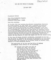 ["The document informs Mrs. Rita McAllister Megehee that her daughter, Alicia Carole Megehee, was deemed ineligible for tribal enrollment in 1966 and 1967 because she did not meet the required 1/4 degree Sac and Fox Indian blood. The document explains the membership requirements of the tribe and the process of disenrollment. Mrs. Megehee has thirty days to appeal the decision to the Superintendent, Shawnee Agency."]