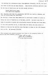 ["The document discusses the heirs of Susan Nahashe (Newashe) and the possibility of proving a relationship between her and Tom Mack. It also mentions that Susan Nahashe was allotted among the Sac and Fox Indians, despite being a Shawnee Indian. The document includes a statement from the Acting Superintendent of Law-Heirship and a letter from the Sac & Fox Indian School regarding the heirship to Susan Nahashe's estate."]