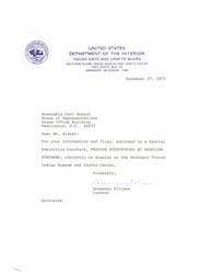 ["The document is a letter and exhibition brochure showcasing the work of Angeline Stephens, a member of the Caddo Indian tribe known for her fashion accessories. The brochure includes information about her background, how she learned beadwork, her involvement in the Oklahoma Indian Arts and Crafts Cooperative, and her unique handbag designs. The exhibition is organized by the Indian Arts and Crafts Board's Southern Plains Indian Museum and Crafts Center, and prices for the fashion accessories are available for purchase."]