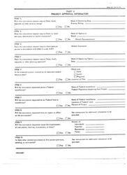 ["This text outlines a series of questions and information required for project approval, including priority ratings, clearances, planning approvals, population served, impact on the environment, displacement of individuals, and related assistance. It also requests details such as the governing body, agency, and location of plans involved in the project."]