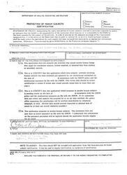 ["This form is required for institutions seeking grants or contracts from the Department of Health, Education, and Welfare for activities involving human subjects. It outlines the responsibility of the institution to safeguard the rights and welfare of human subjects and the need for approval from an institutional committee. The form includes sections for the title of the proposal, project director information, certification of review by the institutional committee, and contact information for the institutional official. It also provides options for certification status and requires a signature from an authorized institutional official. The form should be included with the proposal or returned to the agency requesting completion."]