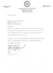 ["The letter is a proposal from the Chickasaw Nation of Oklahoma requesting support for an educational program for adult Indians under the Indian Education Act of 1972. The program is considered greatly needed within the Chickasaw Nation and funding for the program is being requested. The letter is signed by Overton James, Governor of the Chickasaw Nation."]