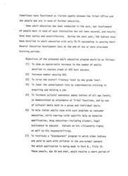 ["Committees have been working to improve adult education for tribal members, but success has been limited. Only 14.7% of participants passed their GED test. The proposed adult education program aims to increase enrollment, improve GED pass rates, raise literacy levels, lower unemployment, increase cultural awareness, and provide assistance with various issues such as consumer education and legal rights. Additionally, a \"Grandparent\" program is proposed to involve older tribal members in working with children in pre-school centers."]