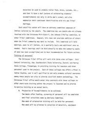 ["The document discusses the promotion of Indian culture and heritage through educational programs. It mentions the formation of advisory committees at satellite centers, training of personnel, and projection of accomplishments to be achieved. The goal is to celebrate students' accomplishments in both mainstream education and their tribal heritage. Training for teachers and personnel will be provided by partnering with area colleges offering Indian Studies programs. Quarterly meetings and public hearings will be held to keep the community informed and gather recommendations for future actions."]