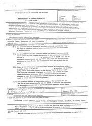 ["This form is used to certify that activities involving human subjects in projects supported by grants or contracts from the Department of Health, Education, and Welfare have been reviewed and approved by an institutional committee. The form includes information about the project, the institution, and the certification process. It also provides guidelines for completing the form and submitting it to the agency requesting certification."]