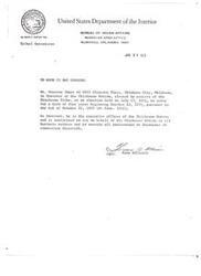 ["The document is a letter from the Muskogee Area Office of the Bureau of Indian Affairs confirming that Mr. Overton James is the Governor of the Chickasaw Nation, elected in 1971 for a four-year term. As Governor, he is authorized to act on behalf of the Chickasaw Nation in all business matters and sign documents."]