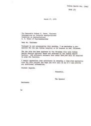 ["Carl Albert is writing to Chairman Sidney R. Yates to request funding for a new Indian hospital in Ada, Oklahoma. The site has been approved and endorsed by the Indian Health Service, with an estimated cost of $800,000 for planning. Carl Albert expresses gratitude for assistance in securing funding and offers to provide additional information if needed."]
