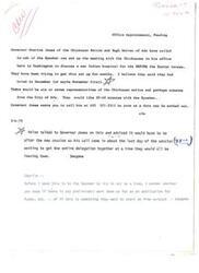 ["Governor Overton James and Hugh Warren are requesting a meeting with the Speaker in Washington to discuss a new Indian hospital for Ada before Easter recess. They have been trying to set up this meeting for months and would like 30-40 minutes with the Speaker. Governor James wants a date to be worked out soon. Imogene is inquiring about any preliminary work done regarding funds for the project."]