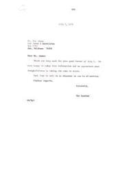 ["Carl Albert expresses gratitude to Mr. Ray James for his letter and offers assistance in the future."]