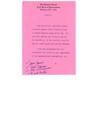 ["Fred Ruth from Senator Bartlett's office called to express interest in the proposed CA Indian Hospital in Ada, Oklahoma. Senator Montoya is trying to get one for New Mexico, so Senator Bartlett is also working to secure one for Oklahoma. The Speaker of the House is also very interested and has contacted top members of the Appropriations Subcommittee."]