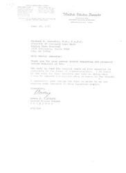 ["The letter is from Senator Dewey F. Bartlett in response to a letter from Dr. Michael R. Hunsaker regarding a proposed Indian hospital in Ada, OK. Senator Bartlett expresses support for the funding of the initial study for the hospital and assures that he will do what he can to support its passage in the Senate. He thanks Dr. Hunsaker for his interest in the matter."]