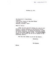 ["The document thanks Harry Belvin for his support in securing funding for the new Indian hospital at Ada and assures him of ongoing efforts to support the project."]