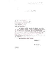 ["Carl Albert is thanking Mr. Glen F. Childers for sending a letter expressing interest in being considered for a health facility project in Ada, Oklahoma. Carl Albert acknowledges the letter arrived while they were out of the country, and expresses appreciation for the interest in the project."]