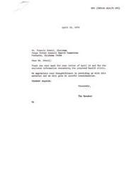 ["The Indian Health Service received a letter from the Osage Tribal Council Health Committee regarding a proposed health clinic. They thanked the committee for the information and stated that they would carefully consider it."]