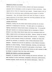 ["The document outlines the evaluation approach and methods for a project, including monthly reports, progress reports, and onsite evaluations. The goal is to establish a comprehensive Indian Health Center in Oklahoma City, requiring funding from various sources. Training and technical assistance are also identified as key needs for the project."]