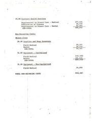["The total cost for Contract Health Services, including fabrication of glasses and supplemental dental care, is $368,842. Non-recurring costs include supplies, drug inventory, and equipment, totaling $354,007."]