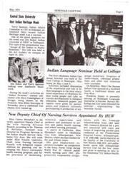 ["In May 1974, Central State University hosted Indian Heritage Week, featuring guest speaker Jim Baker discussing the image of Indians in public relations. The first Oklahoma Indian Language Seminar was held at Bacone College, focusing on the importance of Indian languages in education. Miss Cosma Rhinehart was appointed Deputy Chief of the Area Nursing Services Branch by the Indian Health Service, bringing with her a wealth of experience in nursing and public health."]