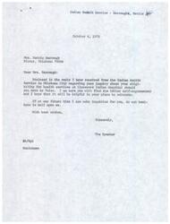 ["The document is a response to an inquiry from Mrs. Nettie Dorough about her eligibility for health services at Claremore Indian Hospital if she were to move to Tulsa. The Indian Health Service confirms her eligibility for care at any Indian Health facility, but states that residents of Tulsa are not provided with services that require contract health funds. However, if Indian people from areas outside of IHS service areas choose to seek care at an IHS facility, they will receive care to the extent possible. The Speaker of the House is following up on Mrs. Dorough's inquiry and hopes to provide her with more information soon."]