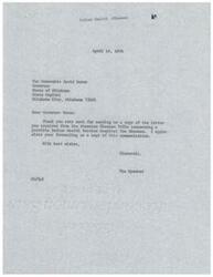 ["The Absentee Shawnee Tribe of Oklahoma is requesting Governor Boren's support in building a new clinic in Shawnee to provide better health care for the Indian population in the area. They explain the inadequacies of the current facility and the need for additional funding for staffing and equipment. They also emphasize the importance of not using old equipment in the new clinic for safety reasons. They request Governor Boren's continued support in improving healthcare for their people."]
