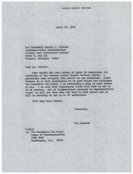 ["The document from Gerald L. Peltier, Chairman-Tribal Administrator of the Citizen Band Potawatomi Indians, addresses the poor conditions and service at the Indian Health Service Clinic in Shawnee, Oklahoma. Peltier describes the filthy state of the clinic, lack of cleanliness, lack of janitorial services, and issues with appointment scheduling and referral services. Peltier requests assistance from Congressman Tom Steed and Speaker Carl Albert to address and improve the situation at the clinic."]