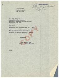 ["Congressman W.G. Stigler wrote to Congressman Carl Albert about a matter concerning Mr. Roberts, the Area Director. Stigler suggested that Albert get in touch with Roberts soon and set up a meeting. The document was dated May 13, 1952, and Stigler asked for confidentiality. Albert responded on May 15, thanking Stigler for the information and promising to contact Roberts as soon as possible."]