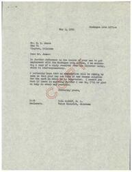 ["The document is from Carl Albert, a member of Congress, to Mr. E.E. James regarding his son's desire to get a job with the Indian Office in Muskogee. The Director of the Indian Office states that Mr. James is not eligible for a position due to not being of sufficient Indian descent. However, he recommends that Mr. James apply through the United States Civil Service Commission for other positions. Carl Albert expresses his willingness to help Mr. James and recommends contacting Danny Le Crone at the Indian Office for further assistance."]