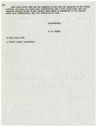 ["Mr. Wright believes that Angie Debo's  conclusions in her report were not authorized by the employees in the Indian Service who assisted her. He expresses confidence that any derogatory findings about the Indians under their jurisdiction were not endorsed by them."]