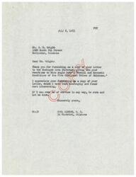 ["The letter is thanking Mr. J. B. Wright for sending a copy of his letter to the Muskogee Area Director regarding a book by Miss Angie Debo. The sender found the letter interesting and offers to be of service in the future."]