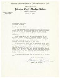 ["The letter is discussing inviting Congressmen to a Choctaw-Chickasaw meeting in McAlester to discuss Indian affairs, including the withdrawal program. The author believes that a meeting of this sort could have a positive impact on Indian affairs and is looking forward to Congressman Albert attending."]