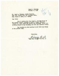 ["The document is a letter informing Mr. Oscar L. Chapman, Honorable  Carl Albert, and Honorable  Hobert S. Kerr that the Choctaw Council in Boswell voted 100 percent to retain Harry J.W. Belvin as Chief of the Choctaws and do not favor any changes at the present time. The letter is signed by Bercy Bob, Choctaw Roll Bob No. 10."]