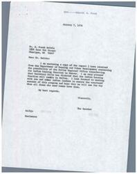 ["The document includes correspondence between various individuals and agencies regarding the proposed transfer of the Indian housing function from the Dallas Regional Office to the Denver Regional Office. The Secretary has appointed a task force to study the administration of Indian housing programs, and it has been determined that no major changes will be made at this time. The sentiments of the tribes, as represented by the Inter-Tribal Council of the Five Civilized Tribes, will be taken into consideration in reaching a final decision."]