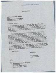 ["The document is regarding a settlement of the Arkansas Riverbed claim by the Cherokee, Chickasaw, and Choctaw Nations. The correspondence includes letters to Chief Swimmer, Governor James, and Chief Gardner, discussing draft legislation and the need for the Secretary of the Interior to affirm the Tribes' position. Chief Swimmer expresses frustration at the lack of communication and support from the Secretary and requests assistance in resolving the matter."]