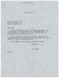["The document is a thank you letter from Enoch \"Kelly\" Haney to the Speaker of the House of Representatives, Carl Albert, expressing gratitude for the opportunity to showcase his artwork in the Speaker's Dining Room at the Capitol. Haney also mentions that the showing was a tremendous success and appreciates the support and sponsorship from the Speaker and his staff. Haney's sponsors, Charlie and the Speaker, are proud of his work and wish him continued success."]