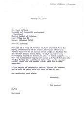 ["The Bureau of Indian Affairs informed the Choctaw Nation of Oklahoma that their funding request for the Indian Action Team program for Fiscal Year 1976 was not approved due to a lack of available funds. They were encouraged to resubmit their proposal for the following fiscal year. The Bureau also explored other funding sources but found no immediate options. The Choctaw Nation was advised to prepare a new application for possible funding in the next fiscal year."]